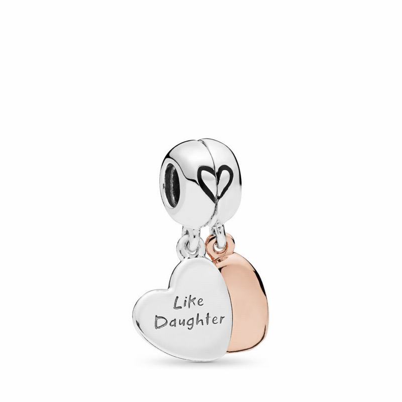 Pandora Mother & Daughter Love Dangle Charm Ireland - Pandora Rose/Sterling Silver/Enamel/Black - 14